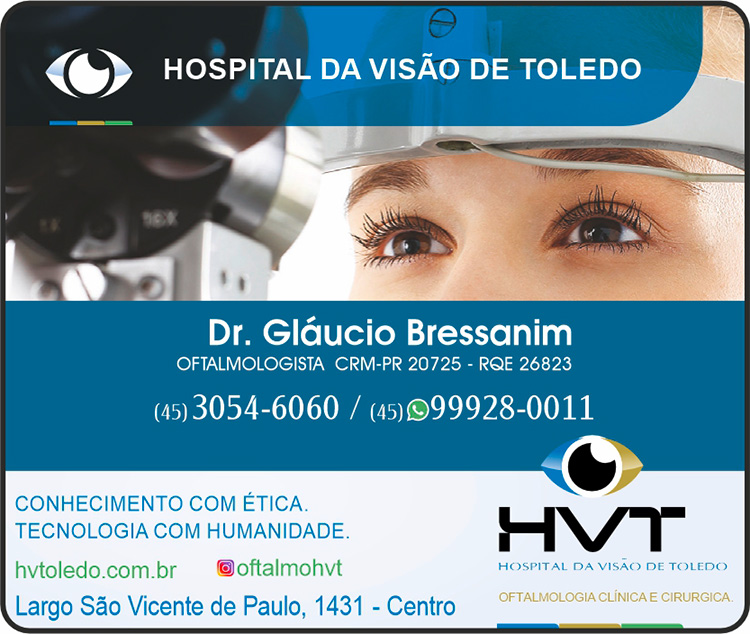 Cartão de HOSPITAL DA VISÃO DE TOLEDO CLÍNICA DE OFTALMOLOGIA / GLÁUCIO BRESSANIM OFTALMOLOGISTA