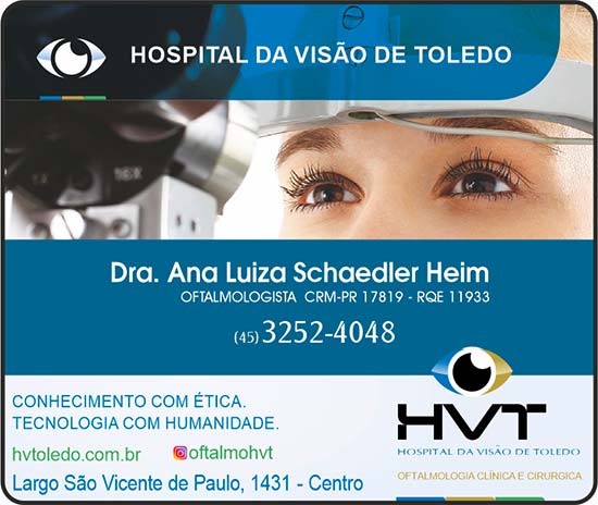 Cartão de HOSPITAL DA VISÃO DE TOLEDO CLÍNICA DE OFTALMOLOGIA / ANA LUIZA SCHAEDLER HEIM OFTALMOLOGISTA