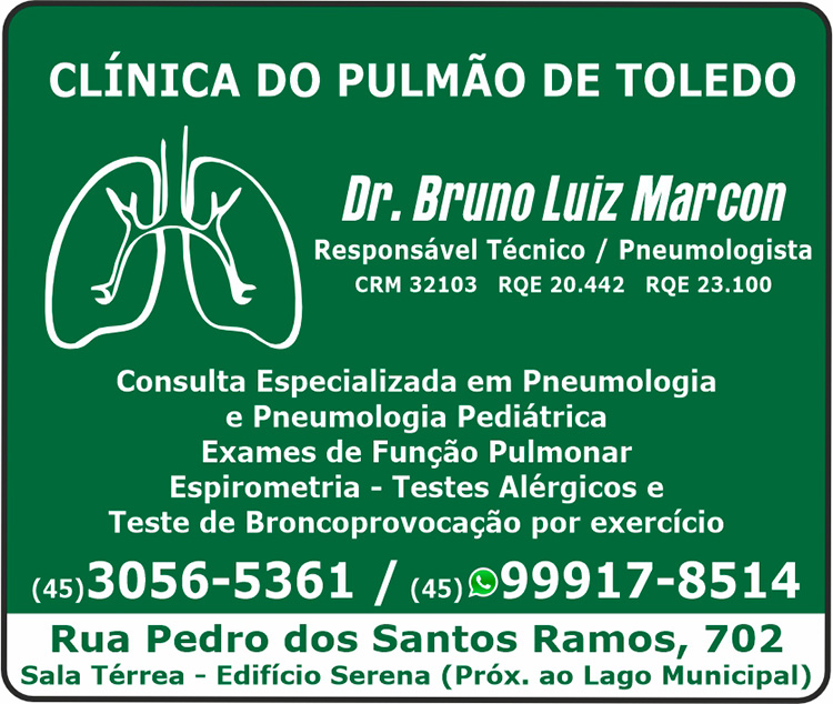 Cartão de BRUNO LUIZ MARCON PNEUMOLOGISTA / CLÍNICA DO PULMÃO DE TOLEDO CLÍNICA DE PNEUMOLOGIA