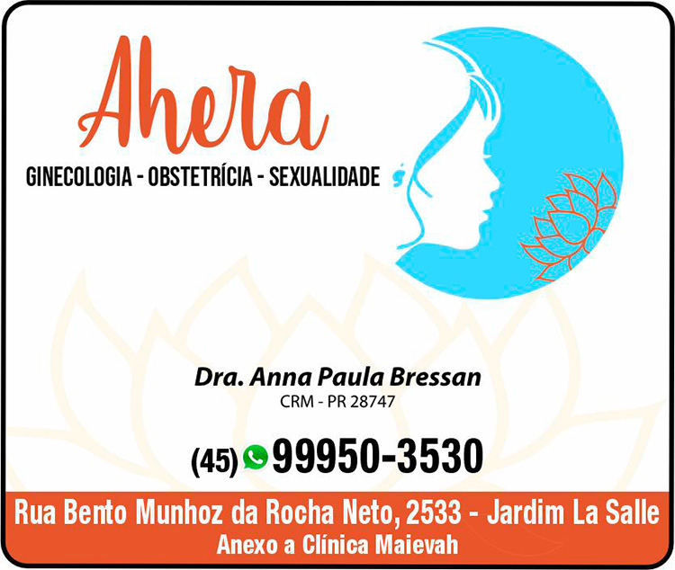 Cartão de ANNA PAULA BRESSAN GINECOLOGISTA / AHERA CLÍNICA DE GINECOLOGIA